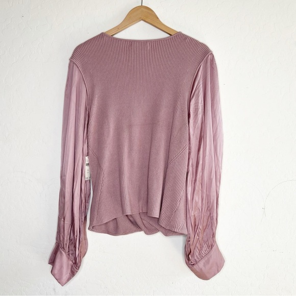 By Anthropologie Twofer Faux-Wrap Sweater Ballet Coquette Romantic Mauve - Picture 4 of 10